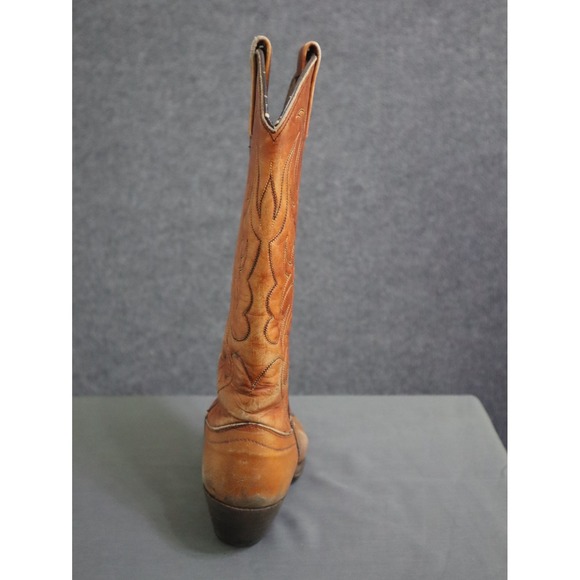 Dan Post Cowboy Boots Women 6C Tan Leather Exotic Snip Toe Rodeo Cowgirl Western - Picture 5 of 14